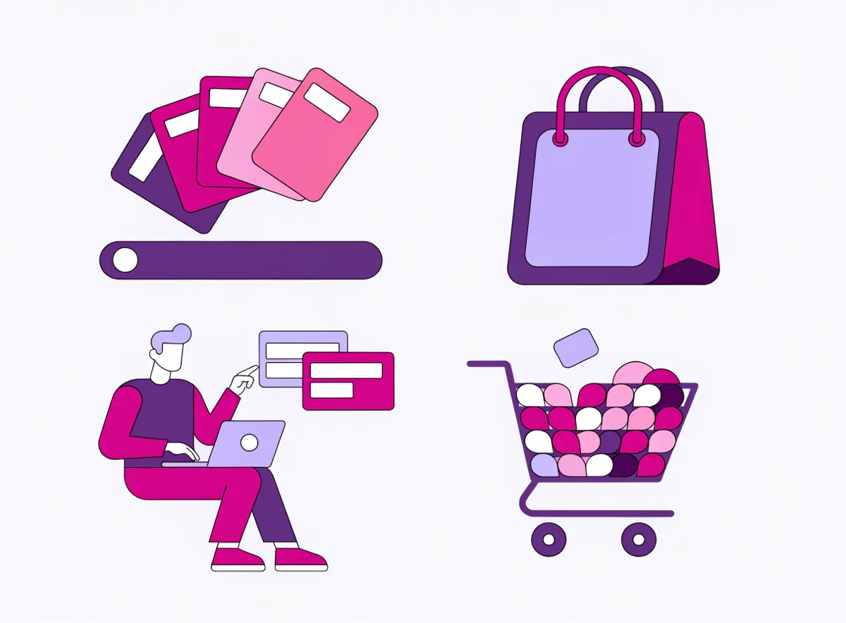 Productos, bolsa y carrito