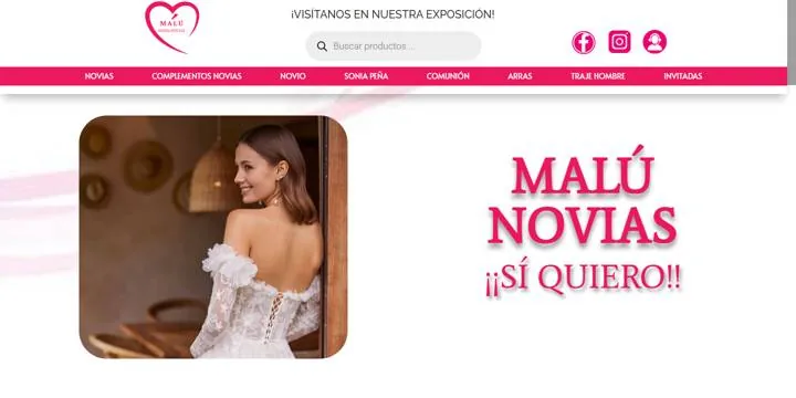 Portada de la tienda online de Malú Novias
