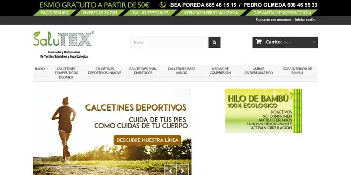 Portada de la tienda online de Salutex
