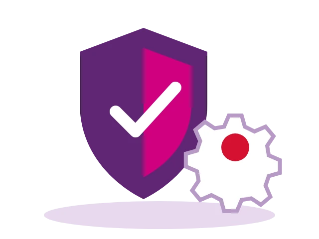 Escudo con marca de verificación y engranaje