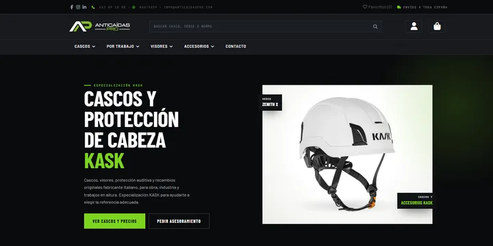 Portada de la tienda online de Anticaídas Pro Portada de la tienda online de Anticaídas Pro